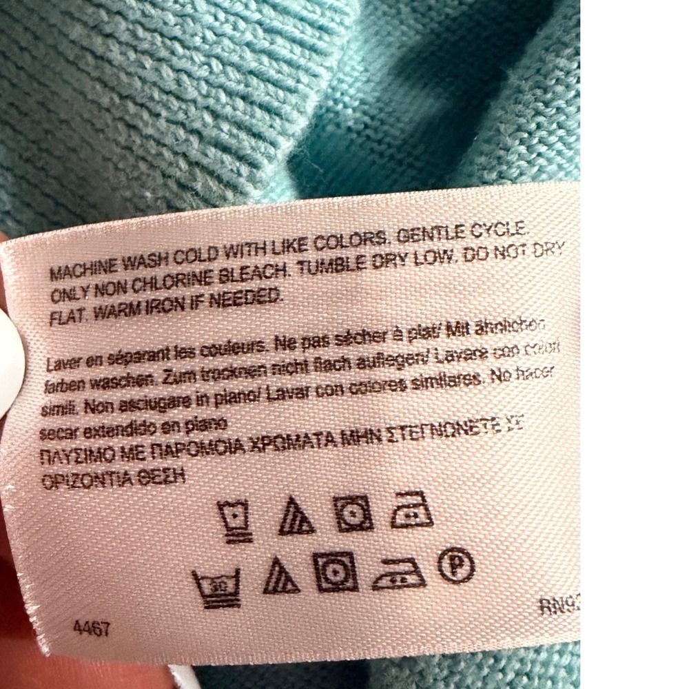 Preppy Brooks Brothers 346 Turquoise Supima Cotton V-Neck Cardigan Sweater Sz L - Picture 6 of 7